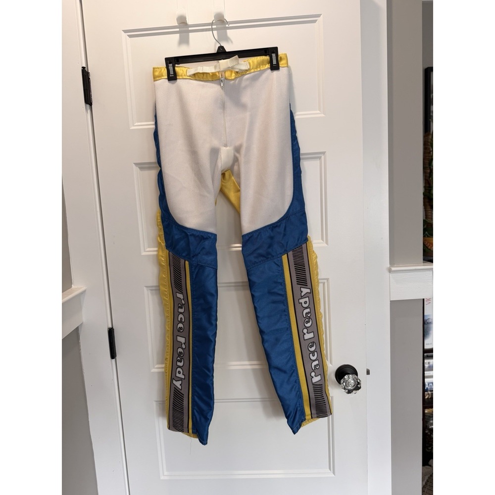 Vintage Race Ready Racing Pants Blue Yellow Fire Suit‎ Bottoms